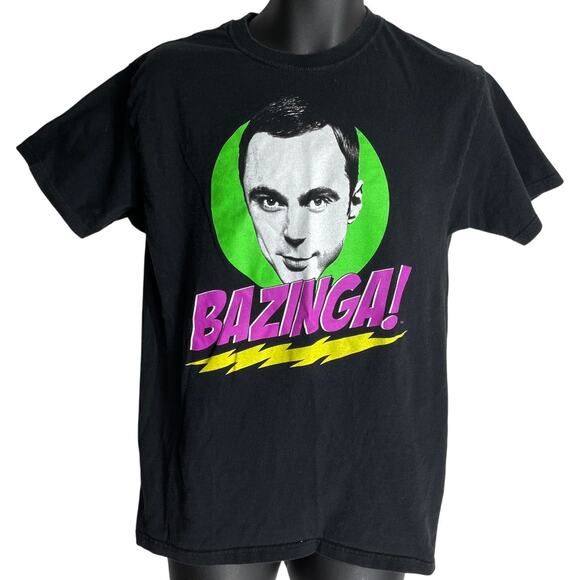 Big Bang Theory Tee Shirt Size M Faded Black Baginza Short Sleeves Cotton FLAW - Picture 1 of 5